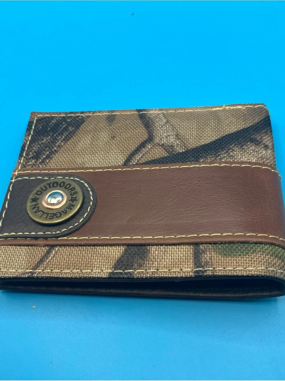 Magellan Outdoors Brown Camo Card Holder with Leather Trim